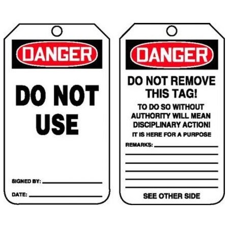 OSHA DANGER SAFETY TAG DO NOT USE MDT106LTP